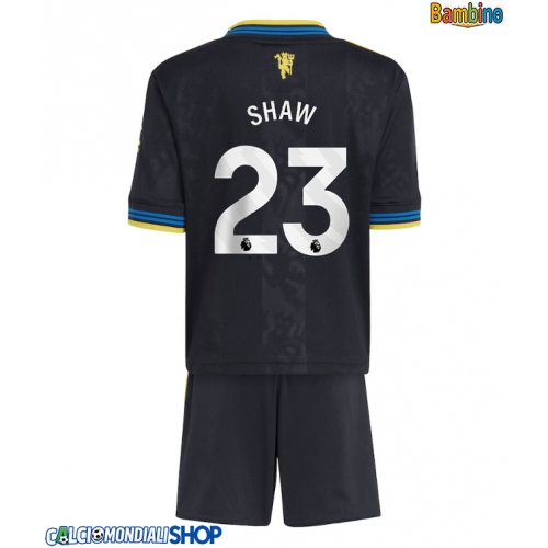Maglie da calcio Manchester United Luke Shaw #23 Terza Maglia Bambino 2025-26 Manica Corta + Pantaloni corti)